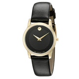  | Movado Museum Black Leather Black Dial Quartz Watch for Women - 606877 | Watches | Movado | OneHub
