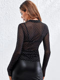 SHEIN BAE Fishnet Sheer Slim Top Without Bra