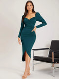 SHEIN BAE Solid Wrap Bodycon Dress