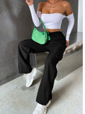 SHEIN EZwear Solid High Waist Flap Pocket Cargo Pants