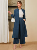 SHEIN Mulvari Button Front Coat & Wide Leg Pants