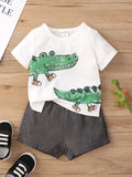 SHEIN Baby Boy Cartoon Graphic Tee & Shorts