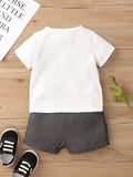 SHEIN Baby Boy Cartoon Graphic Tee & Shorts