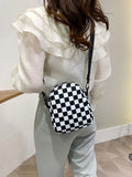 SHEIN Mini Two Tone Checkered Pattern Square Bag