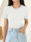 SHEIN DAZY Lettuce Trim Ribbed Knit Tee