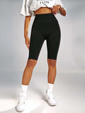 SHEIN Solid Tummy Control Sports Shorts