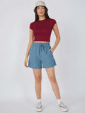  | SHEIN BASICS Cap Sleeve Solid Crop Top | Top | Shein | OneHub