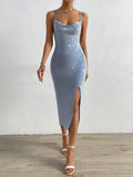 SHEIN SXY Split Thigh Tie Backless Cami Dress