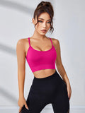 SHEIN Crisscross Back Sports Bra