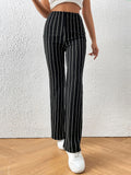 SHEIN EZwear Striped Print Split Hem Pants