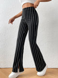 SHEIN EZwear Striped Print Split Hem Pants