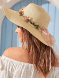 SHEIN Summer Flower Decor Straw Hat