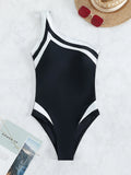  | SHEIN Contrast Binding One Shoulder One Piece Swimsuit | Lingerie | Shein | OneHub