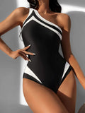  | SHEIN Contrast Binding One Shoulder One Piece Swimsuit | Lingerie | Shein | OneHub