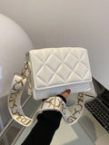 SHEIN Mini Square Bag Fashionable White Quilted Flap PU For Office