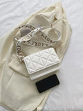 SHEIN Mini Square Bag Fashionable White Quilted Flap PU For Office