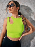 SHEIN SXY Asymmetrical Neck Rib-knit Crop Top