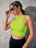 SHEIN SXY Asymmetrical Neck Rib-knit Crop Top