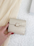 SHEIN Crocodile Embossed Flap Small Wallet Coin Pocket Small Purse Bifold Slim Women Wallet