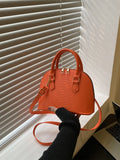 SHEIN Neon Orange Snakeskin Embossed Dome Bag