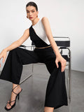 SHEIN BIZwear Two Tone Wide Leg Jumpsuit Without Belt