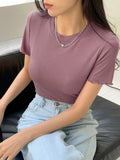 SHEIN DAZY Lettuce Trim Ribbed Knit Tee