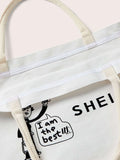  | SHEIN Slogan & Figure Graphic Tote Bag | Comb | Shein | OneHub