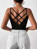 SHEIN Privé Solid Criss Cross Back Cami Top