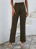  | SHEIN Essnce Solid High Waist Plicated Detail Suit Pants | Pants | Shein | OneHub