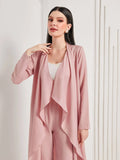 SHEIN Mulvari Waterfall Collar Open Front Coat & Pants