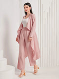 SHEIN Mulvari Waterfall Collar Open Front Coat & Pants