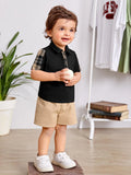 SHEIN Baby Boy Plaid Polo Shirt & Shorts