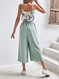 SHEIN Frenchy Floral Print Cami Top & Belted Wide Leg Pants