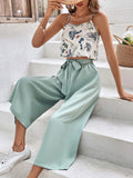  | SHEIN Frenchy Floral Print Cami Top & Belted Wide Leg Pants | Top and Pant Set | Shein | OneHub