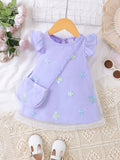 SHEIN Baby Floral Embroidery Butterfly Sleeve Dress