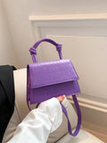 SHEIN Crocodile Embossed Square Bag Mini Flap Purple