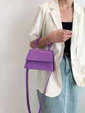 SHEIN Crocodile Embossed Square Bag Mini Flap Purple