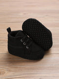 SHEIN Baby Lace Up Front Sneakers, Sporty Black Fabric Skate Shoes