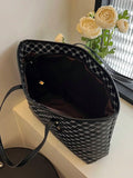 SHEIN Large Shoulder Tote Bag Geometric Pattern Studded Decor