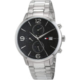 Tommy Hilfiger Liam Silver Stainless Steel Black Dial Chronograph Quartz Watch for Men - 1710356