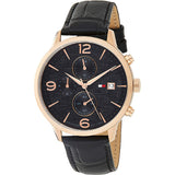  | Tommy Hilfiger Liam Black Leather Strap Black Dial Chronograph Quartz Watch for Men - 1710358 | Watches | Tommy Hilfiger | OneHub