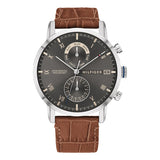 Tommy Hilfiger Kane Brown Leather Strap Black Dial Chronograph Quartz Watch for Men - 1710398
