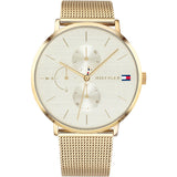 Tommy Hilfiger Jenna Gold Mesh Bracelet White Dial Quartz Watch for Women - 1781943