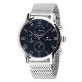 | Tommy Hilfiger Kane Silver Mesh Bracelet Blue Dial Chronograph Quartz Watch for Men - 1791398 | Watches | Tommy Hilfiger | OneHub