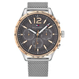 Tommy Hilfiger Gavin Silver Mesh Bracelet Grey Dial Chronograph Quartz Watch for Men - 1791466