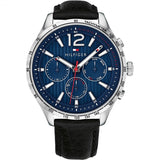  | Tommy Hilfiger Gavin Black Leather Strap Blue Dial Chronograph Quartz Watch for Men - 1791468 | Watches | Tommy Hilfiger | OneHub