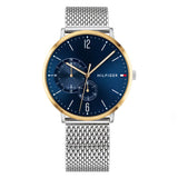 Tommy Hilfiger Brooklyn Silver Mesh Bracelet Blue Dial Quartz Watch for Men - 1791505