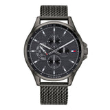 Tommy Hilfiger Shawn Grey Mesh Bracelet Black Dial Quartz Watch for Men - 1791613