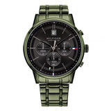 Tommy Hilfiger Kyle Green Stainless Steel Black Dial Chronograph Quartz Watch for Men - 1791634