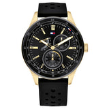 Tommy Hilfiger Austin Black Rubber Strap Black Dial Quartz Watch for Men - 1791636